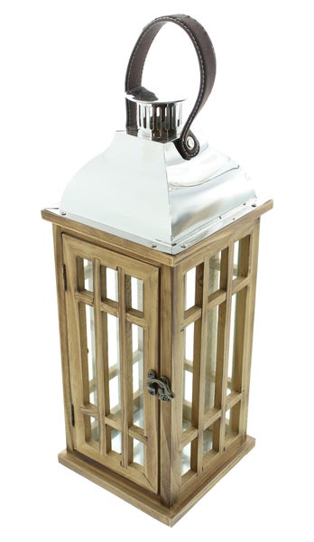 FRANK FLECHTWAREN | Laterne Wood, HOLZ, 15 x 15 x 40 cm, ohne Kerze