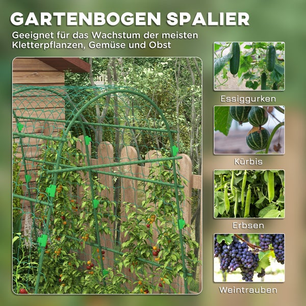 Outsunny Rankgitter aus Metall rostfrei Rankhilfe für Kletterpflanzen Gurken Spalier 144 x 167 x 206 cm Garten Spalier Pflanzenspalier für Tomaten, Gemüse Blumen Kletterpflanzen Schwarz