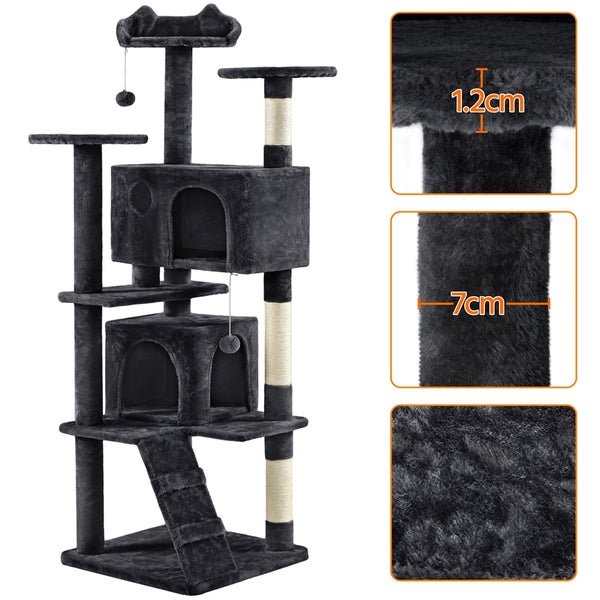 Mehrstöckiger Kratzbaum mit Plattformen, Häusern und Kratzstämmen für Katzen