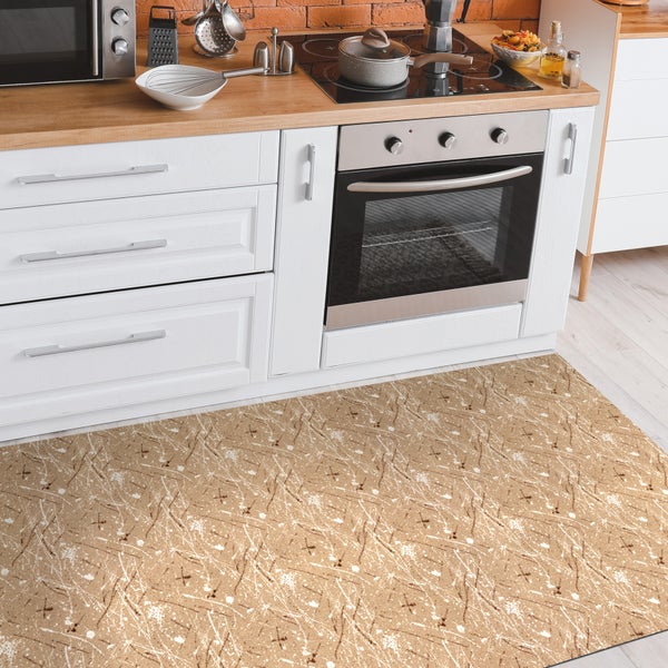 Küchenteppich mit abstraktem Muster vor Küchenzeile