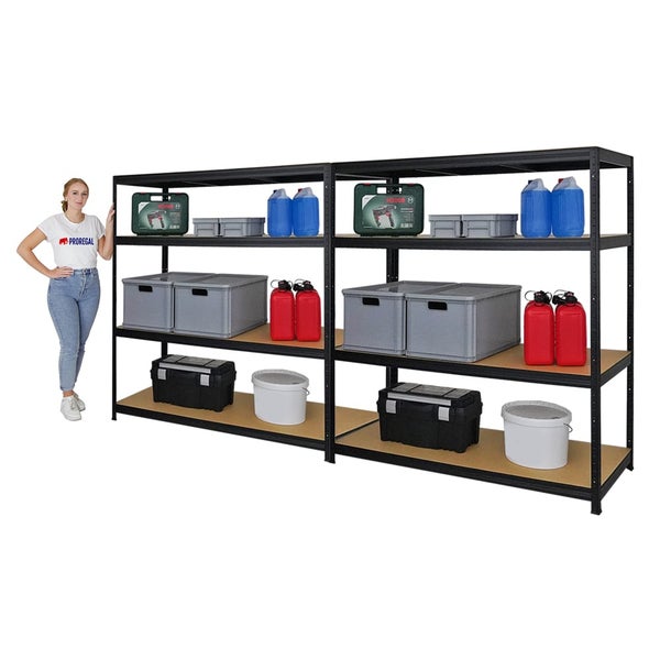 PROREGAL Mega Deal 2er-Set Schwerlastregal Giant Elephant 160x150x60cm mit 4 Ebenen Fachlast 200kg Schwarz