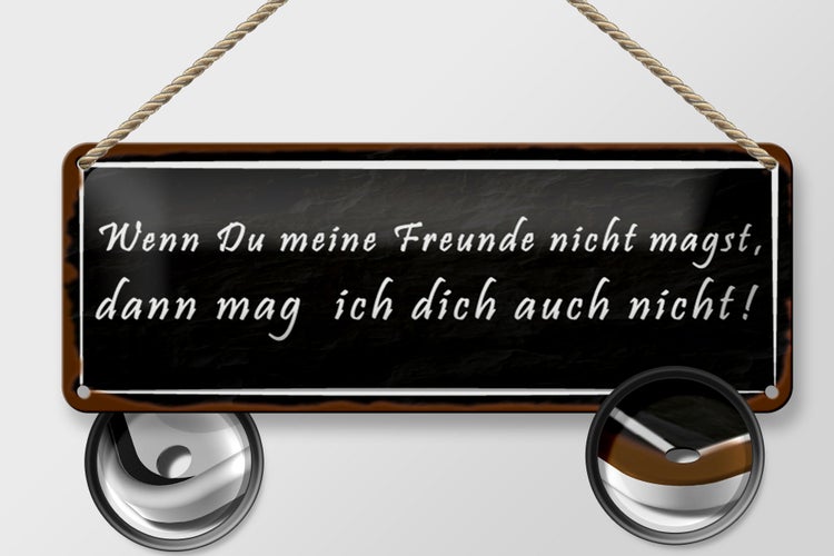 Blechschild Spruch 27x10cm wenn meine Freunde nicht magst Dekoration