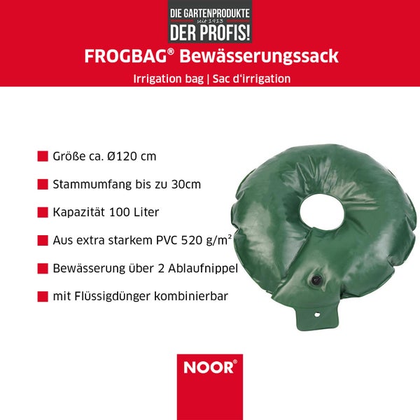 Bewässerungssack für Bäume FROGBAG DONUT - 100 Liter - Wassersack als Bewässerungsbeutel - aus reißfestem PE-Gewebe 520g/m²