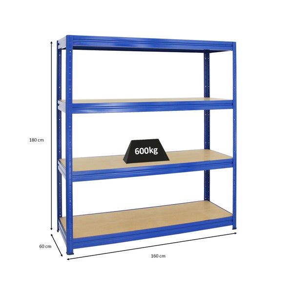 PROREGAL Schwerlastregal Dino HxBxT 180 x 160 x 60 cm Fachlast 600 kg Blau