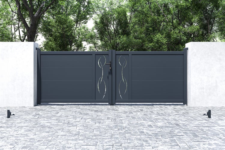 Flügeltor 3,5 m LIFE H.120 graues Aluminium