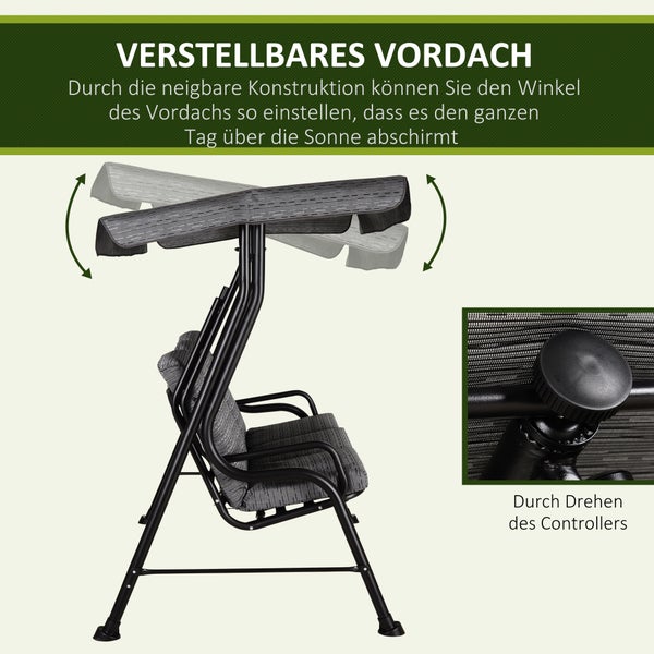 Gartenschaukel mit verstellbarem Sonnendach zur individuellen Anpassung des Sonnenschutzes
