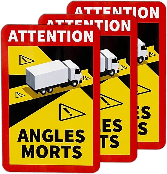 UvV Schild Toter Winkel Angles Morts Frankreich 250 x 170 für LKW oder BUS & CAMPER geeignet / LKW-Adhäsivfolie