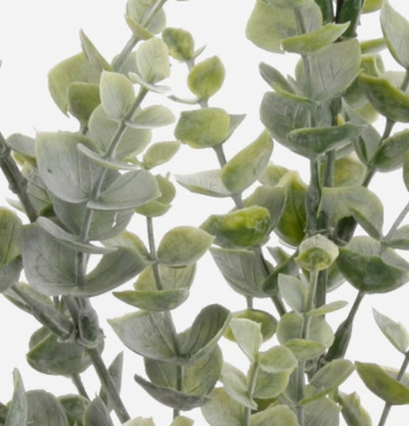 Künstlicher Eukalyptus-Zweig mit grünen runden Blättern aus Kunststoff