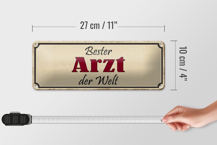 Blechschild Spruch 27x10cm bester Arzt der Welt Arbeit Dekoration