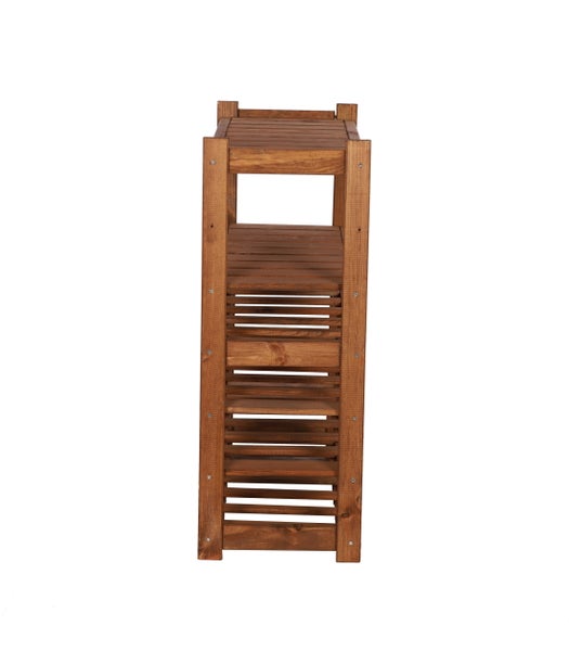 PROREGAL Weinregal SPREEWALD HxBxT 86x70x33cm 24 Flaschen auf 4 Ebenen + 2 Ablagen Massives Kiefernholz Braun geölt