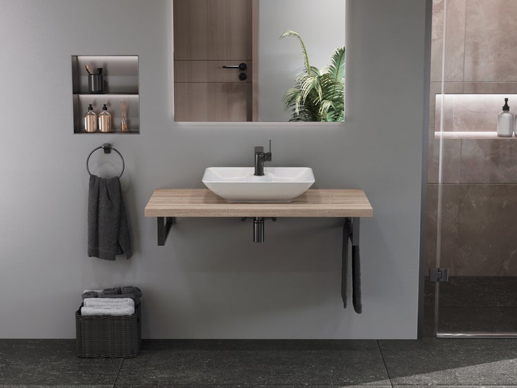 Aqua Bagno Leon Aufsatzwaschbecken – 64,4 cm – Keramik – Weiß Hochglanz – KB.LEON.002