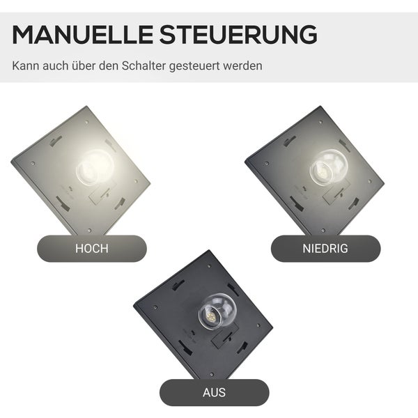 Outsunny Solar Gartenlaterne, mit 3 flammig Laterne, mit LED 120 Lumen, 51,5 x 47 x 182,5 cm, Edelstahl, Schwarz