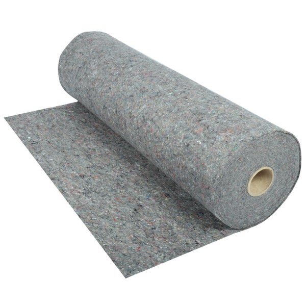 Graues Malervlies auf einer Rolle zum Schutz von Böden bei Renovierungsarbeiten.