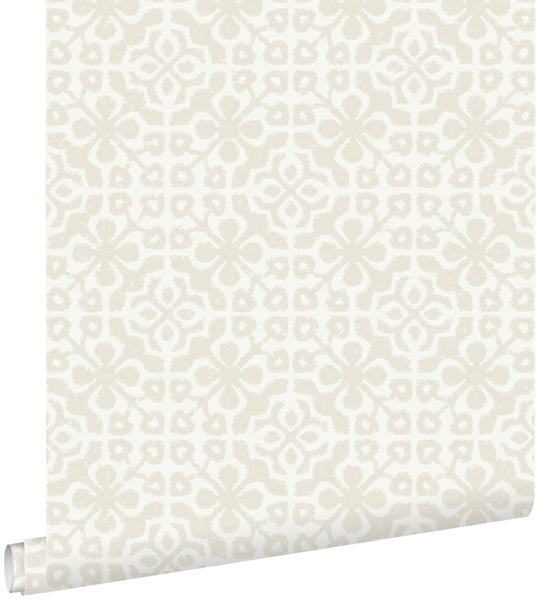 ESTAhome Tapete abgenutzte Fliesen Beige - 53 cm x 10.05 m - 128042