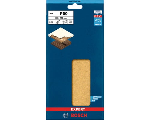 Bosch Expert Schleifpapier, Körnung P60, 115 x 230 Millimeter, 10 Stück