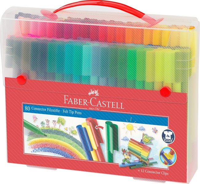 Faber-Castell Filzstifte Connector, 80er Set im Koffer