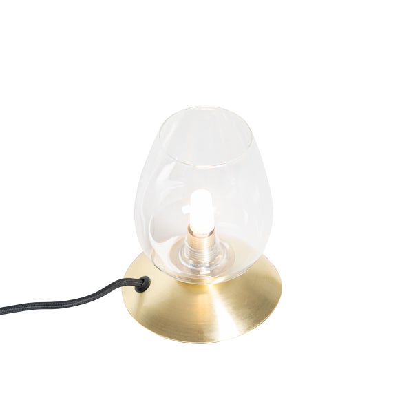 Tischleuchte mit Lampenschirm aus Glas und Metallsockel