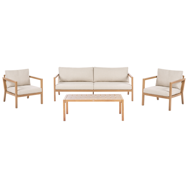 Gartenmöbelset mit Sofa, zwei Sesseln und einem Tisch