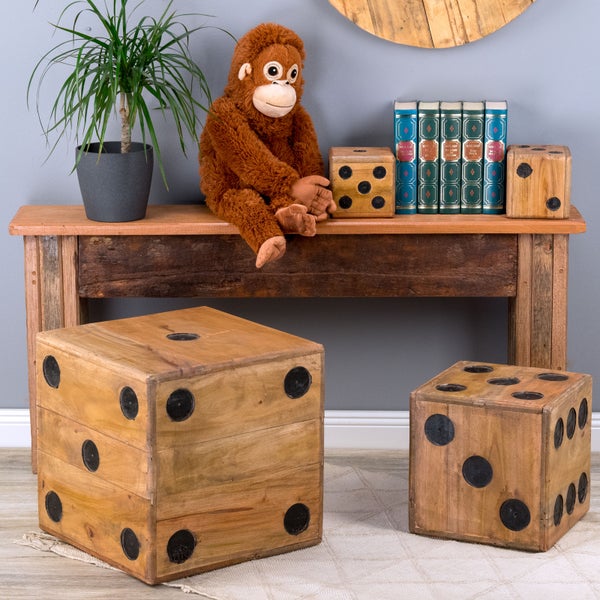 Hocker WÜRFEL Game 25 Massivholz, 25cm naturfarben