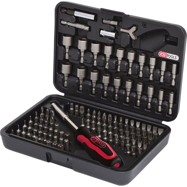 KS Tools Logo. Bit-Set mit Schraubendreher in schwarzer Box.