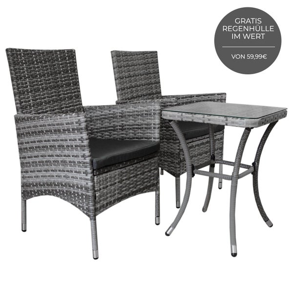 Jardí Rattan Bistro Set Grau