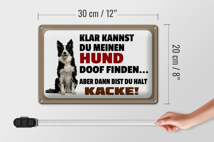 Blechschild Spruch 30x20cm klar kannst du Hund doof finden