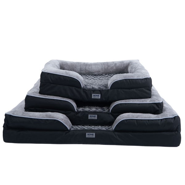 Home Deluxe - Orthopädisches Hundebett SCOOBY - Maße: 120 x 85 x 20 cm, Farbe: Schwarz / Grau , inkl. Tierdecke und Rugbyball, Baumwollfüllung, waschbarer Bezug I Hundebett Hundekissen Bett für Hunde
