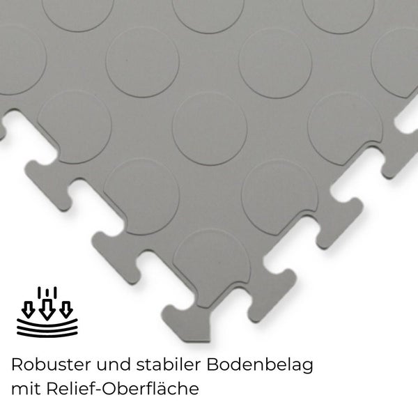 20x Klickfliesen Bodenplatte Kunststoff Balkon Terasse Garage Werkstatt Camping Outdoor Fliesen Bodenbelag grau 50 PP dünn Klicksystem