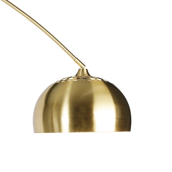 Detailaufnahme einer Bogenleuchte mit halbkugelförmigem Lampenschirm