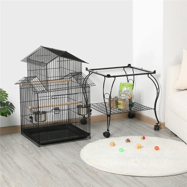 Yaheetech Vogelkäfig für Großsittiche und Papageien , Schwarz