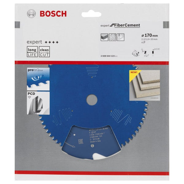 Bosch Logo. Bosch Expert Fiber Cement Sägeblatt mit 170 Millimeter Durchmesser.