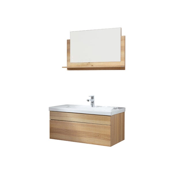 Home Deluxe - Badmöbel-Set - WANGEROOGE BIG Holz - Medium - inkl. Waschbecken und komplettem Zubehör - Größe Waschbecken: ca. 80 cm I Badezimmermöbel Waschtisch Badmöbelset