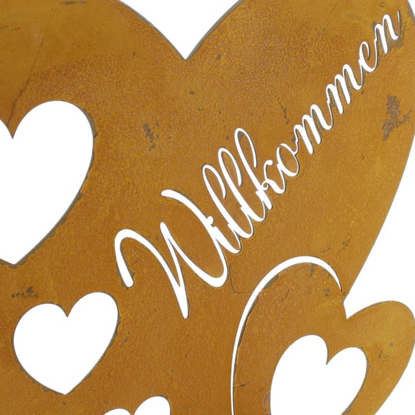 FRANK FLECHTWAREN | Dekoherz Willkommen, METALL, 29 x 7 x 26 cm