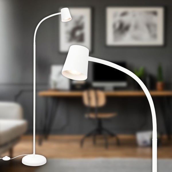 BRILONER Stehleuchte, mit Fußschalter, flexibler Lampenkopf, Stehlampe, 127,5 cm, 1x GU10, max. 9W, weiß