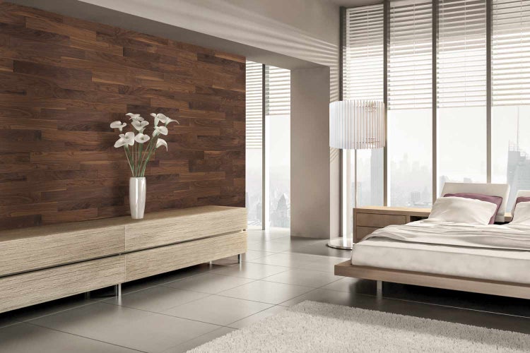 wodewa Holz-Wandverkleidung, edler NUSSBAUM, gedämpft, zum Verkleben - Moderne Wanddekoration für Wohnzimmer, Küche, Bad, Schlafzimmer und Flur