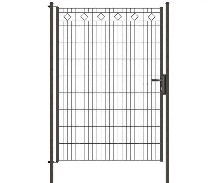 Gartentor aus Metall mit dekorativen Elementen