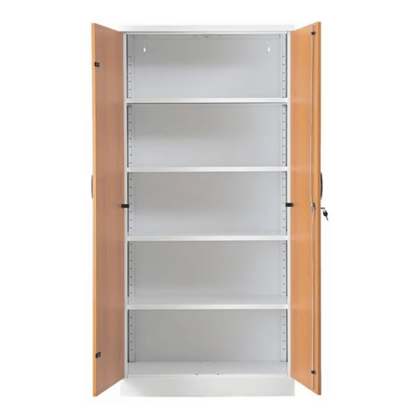 PROREGAL Aktenschrank Beetle 4 Fachböden HxBxT 195 x 92 x 42 cm Weiß & Erle