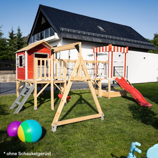Home Deluxe - Spielpark WUNDERLAND - Kiefernholz, 555 x 340 x 215 cm, zum Klettern, Rutschen, Buddeln I Kinderpark Outdoor Spielplatz Klettergerüst
