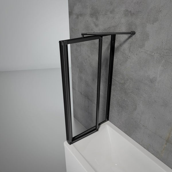 Badewannenaufsatz mit schwarzem Rahmen auf Badewanne