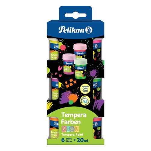 Pelikan Temperafarben NEON, 6 Schulmalfarben je 20ml