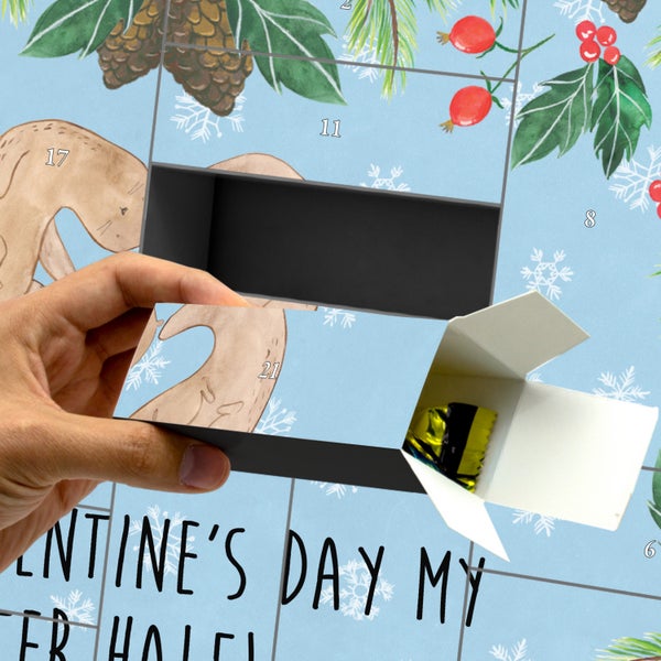Mr. & Mrs. Panda Befüllbarer Adventskalender Otter Valentine - Blau Pastell