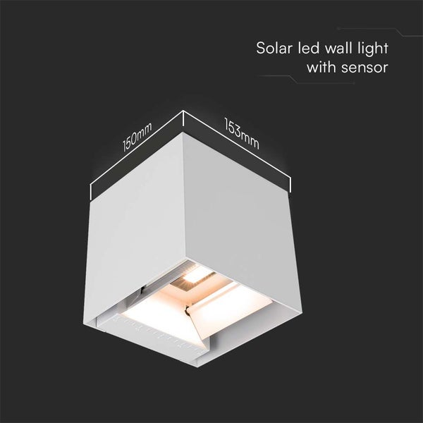 V-TAC VT-11109-W - Solarleuchten - Solar-Wandleuchten Sensor - IP65 - Weiß - 860 Lumen - 4000K