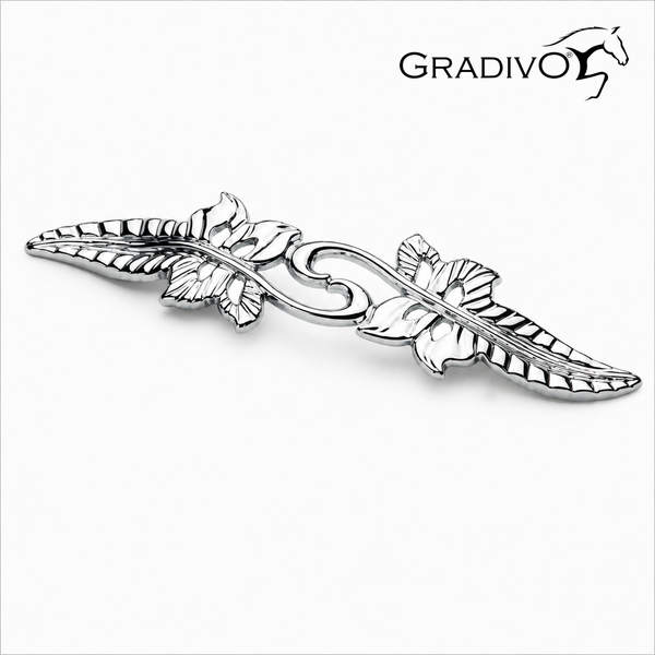 Möbelgriff aus Metall mit floralem Blätter-Design, Gradivo Logo.