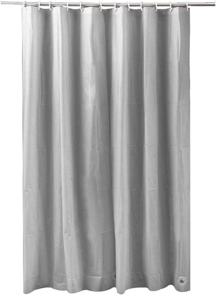 ADOB Anti-Schimmel Duschvorhang aus Peva in Grau, Maße 180 x 200 cm, waschbar, mit Gewichtsband und 12 Duschvorhangringen