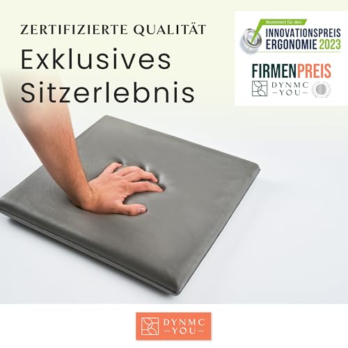 DYNMC you Sitzkissen Stuhl - Stuhlkissen 40x40 - Eckig 2er Set Grau - Test SEHR GUT - Mittelhart H3 - Sitzkissen Bank Memory Schaumstoff - Sitzpolster Stuhl - Stuhlauflage