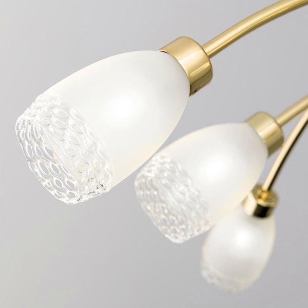 Hängelampe 8-flammig gold Glas