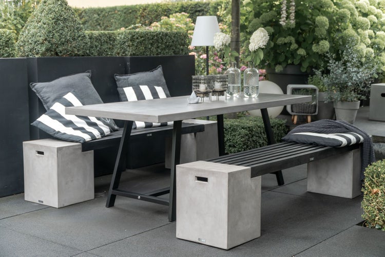 Novum Esstisch Betontisch 200x90x75 cm Stahlgestell schwarz