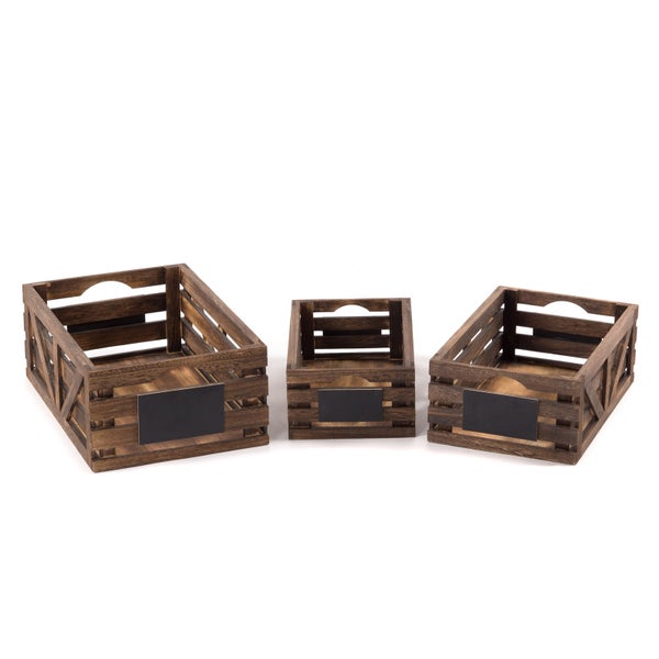 Holzkisten-Set Mira 3-tlg. Massivholz, verschiedene Größen naturfarben