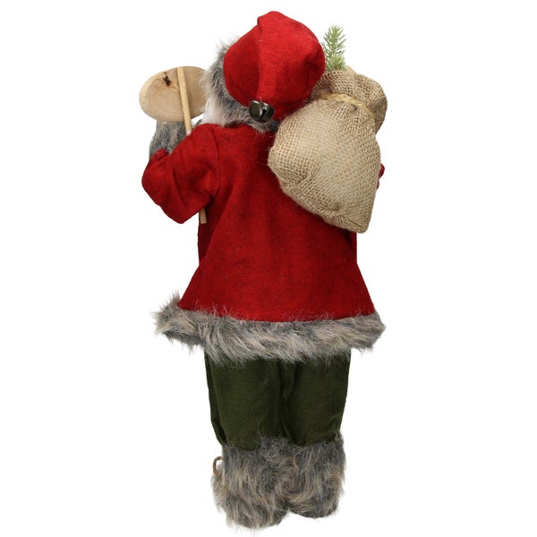 ECD Germany Weihnachtsmann aus Polyresin, 22 x 14 x 47 cm, Rot, Grün, Winter Tischdeko, Winterdeko, Weihnachten Figur, Dekoration, Santa Claus, Nikolaus, Deko-Figur, Weihnachtsdekoration