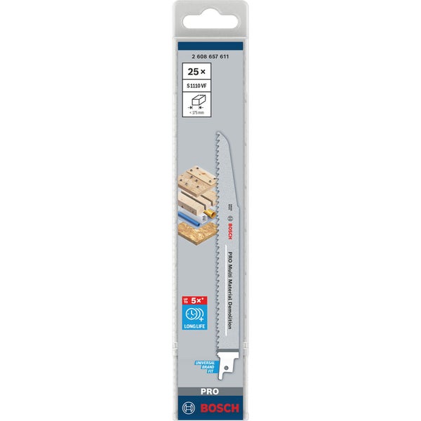 Bosch PRO Multi Material Demolition S1110VF Blatt 1,6 x 22 x 225 mm 25-tlg. - 2608657611